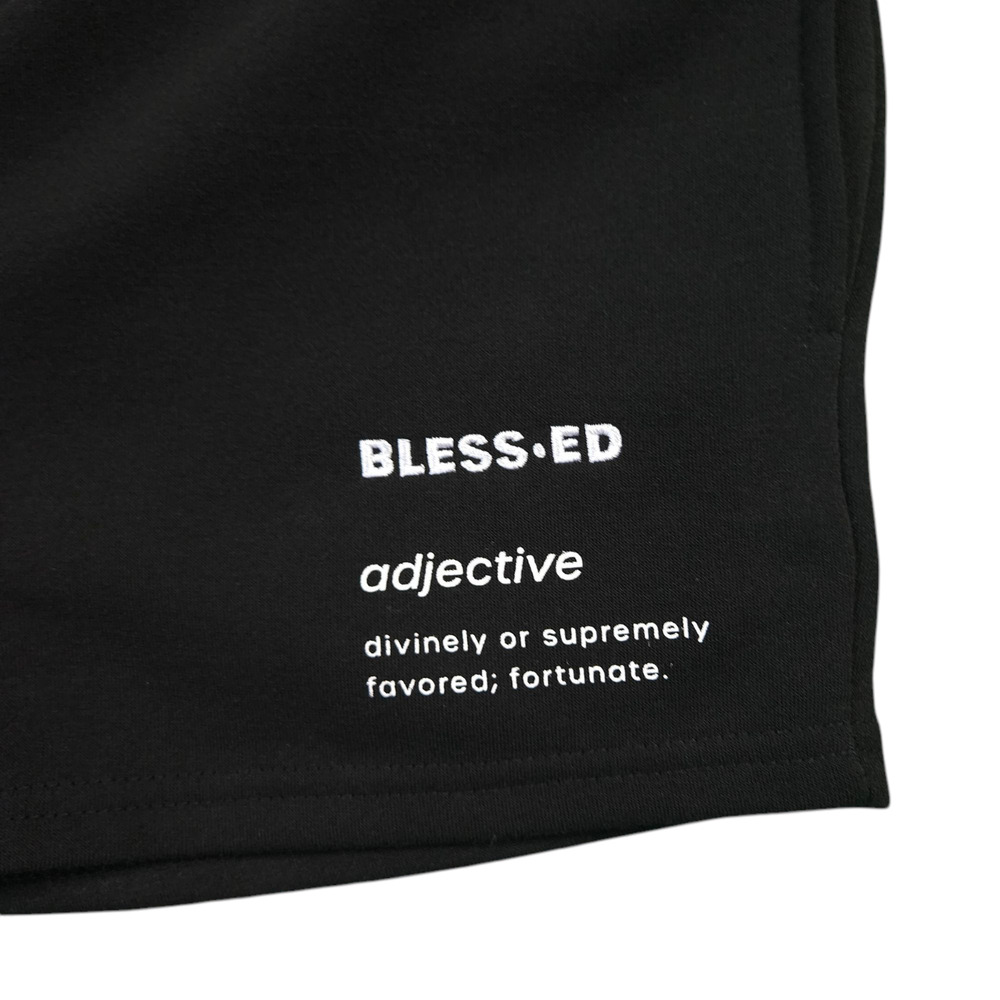 Brooklyn Cloth Womens Sweat Shorts Medium Black Blessed Graphic Drawstring New M - Picture 5 of 5